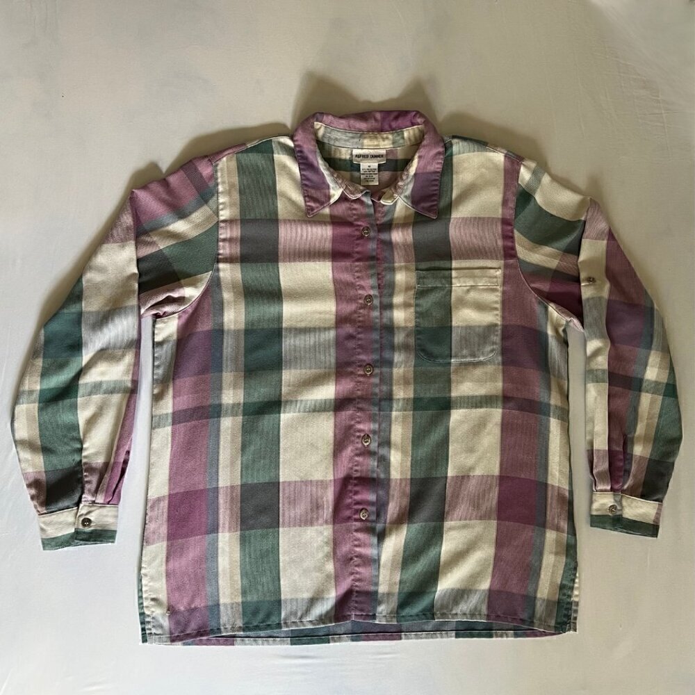 90's Alfred Dunner Women's Button Down Plaid Long Sleeve Shirt